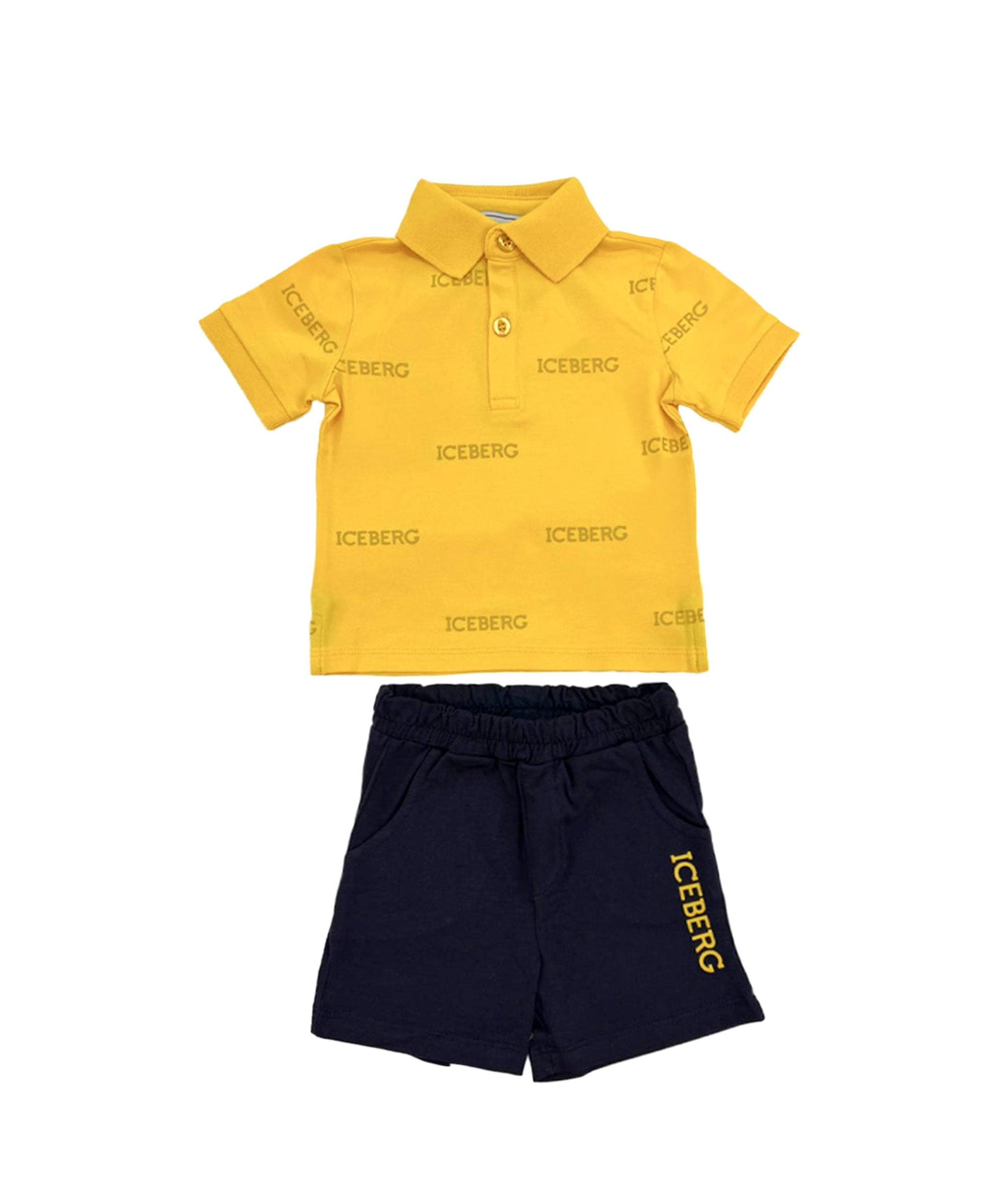 Iceberg Kids Polo Senape con Bermuda Blu per Neonati