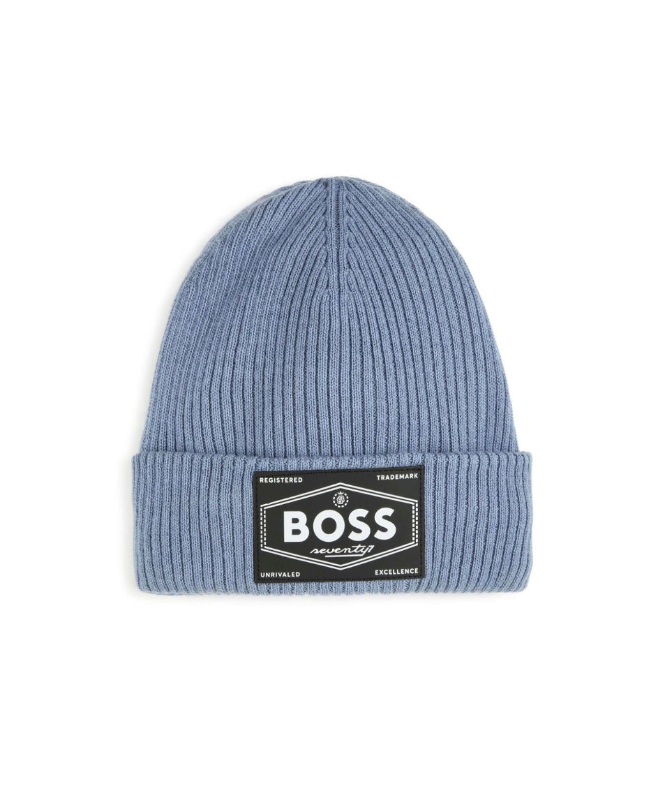 Boss Kids Cappello Beanie Celeste per Bambini
