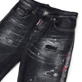 Dsquared2 Kids Denim Jeans Nero con Strappi per Bambini