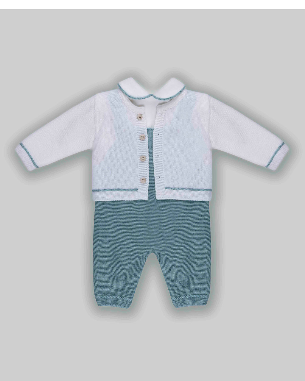 Marlù Pagliaccetto Verde Salvia/Vaniglia con Cardigan per Neonati