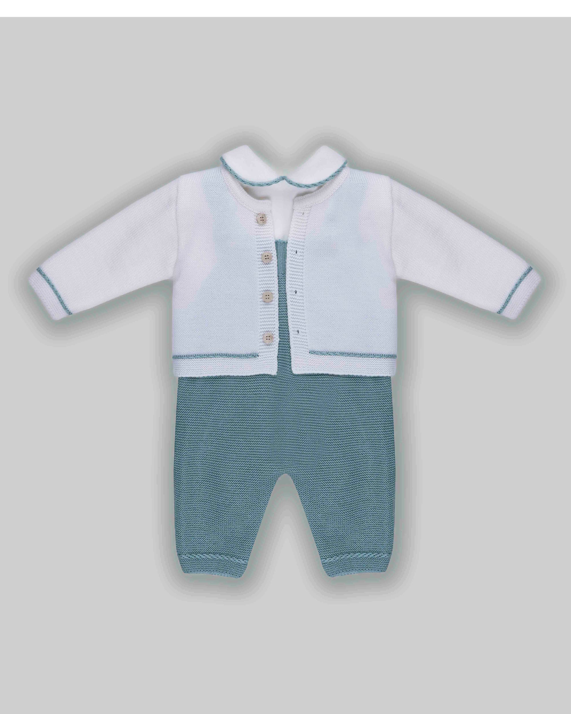 Marlù Pagliaccetto Verde Salvia/Vaniglia con Cardigan per Neonati