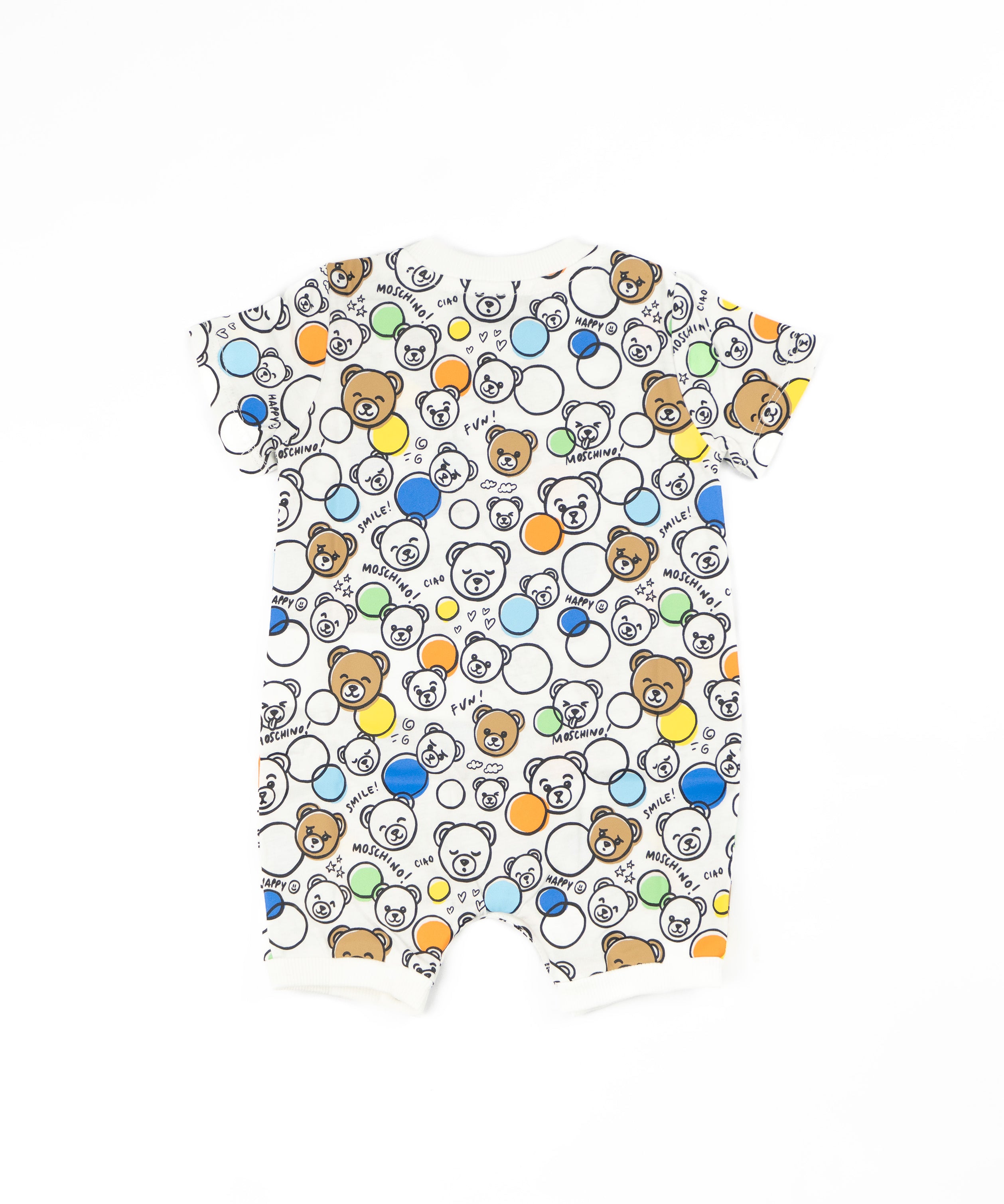 Moschino Kids Pagliaccetto Bianco/Multicolor con Teddy Bear per Neonati