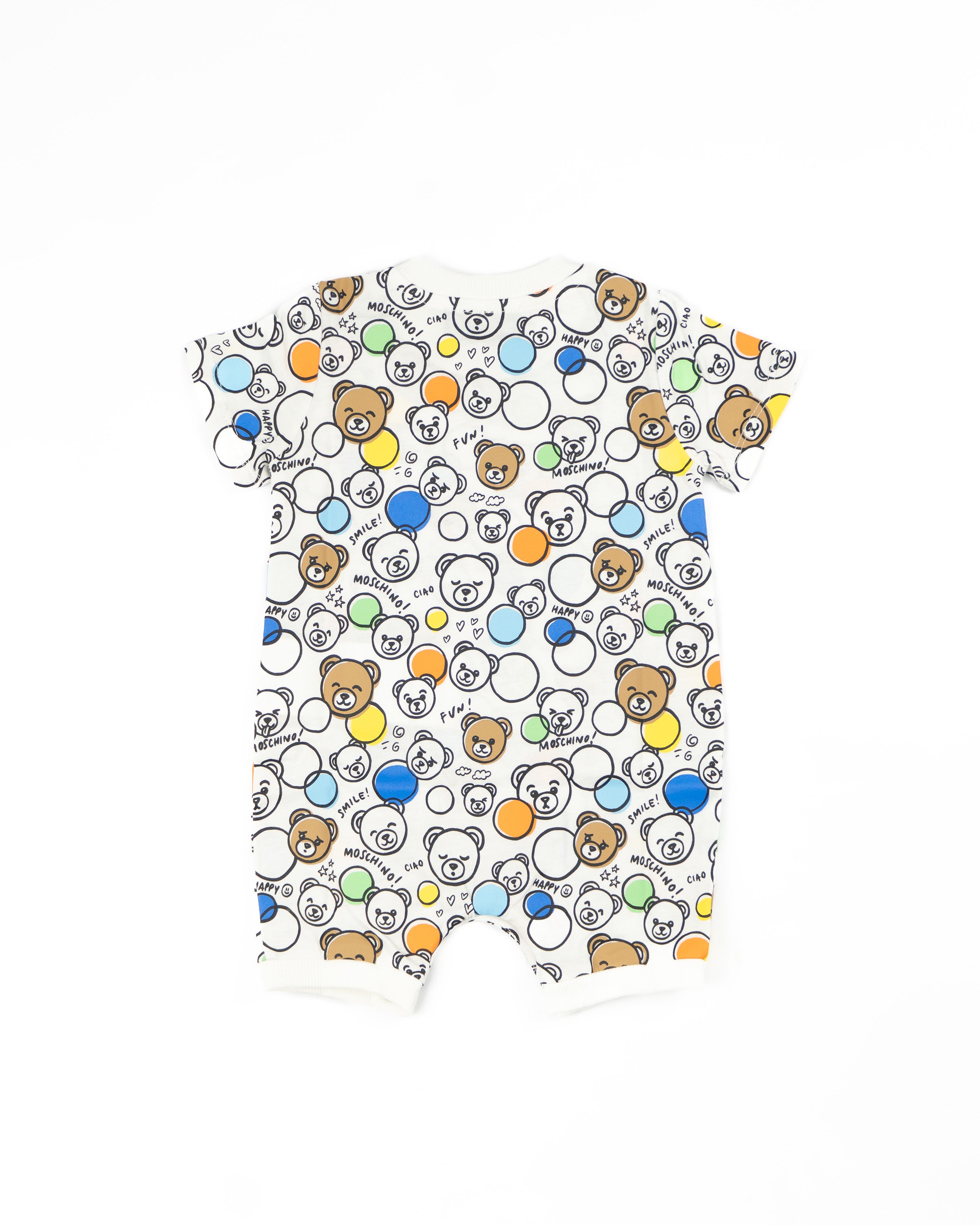 Moschino Kids Pagliaccetto Bianco/Multicolor con Teddy Bear per Neonati