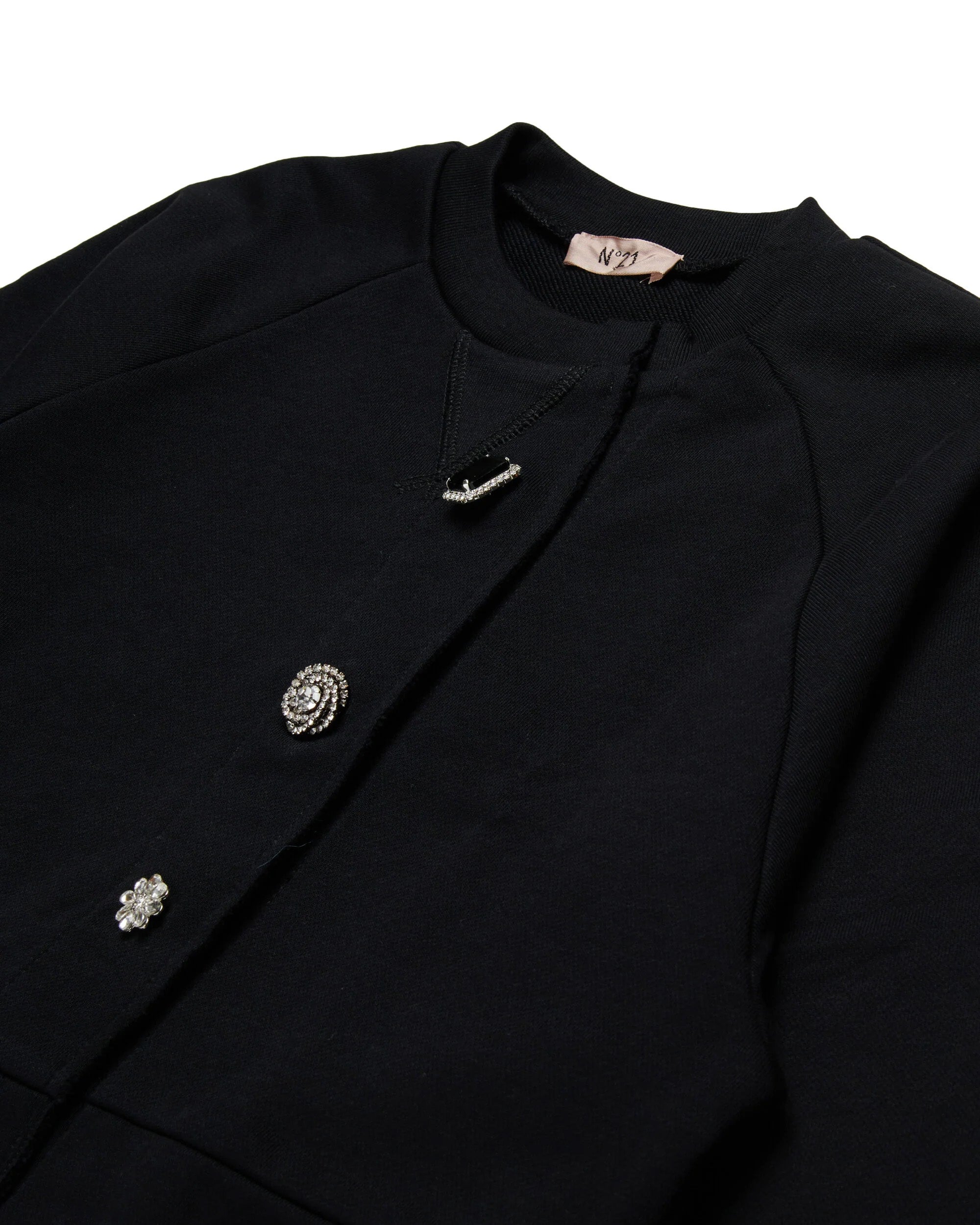 N21 Kids Cardigan Nero con Bottoni per Bambine