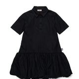 N21 Kids Abito Nero Logo e Colletto Camicia per Bambine