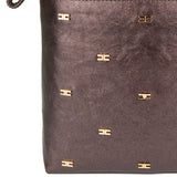 Elisabetta Franchi La Mia Bambina Borsetta Dark Choccolate a Spalla con Tracolla e Motivo Logo All-over per Bambine