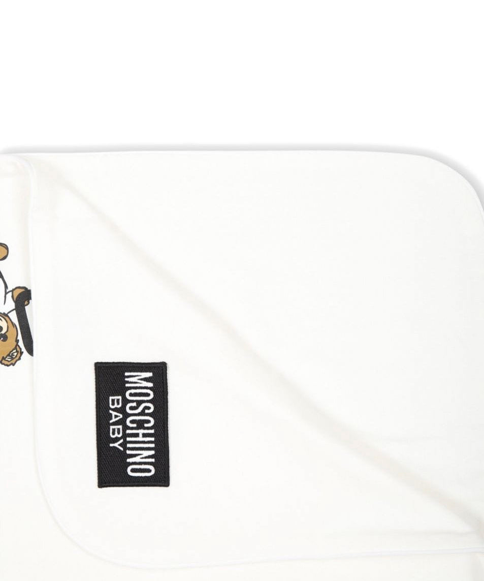 Moschino Kids Coperta Panna con Logo Teddy Bear per Neonati 8dettaglio)