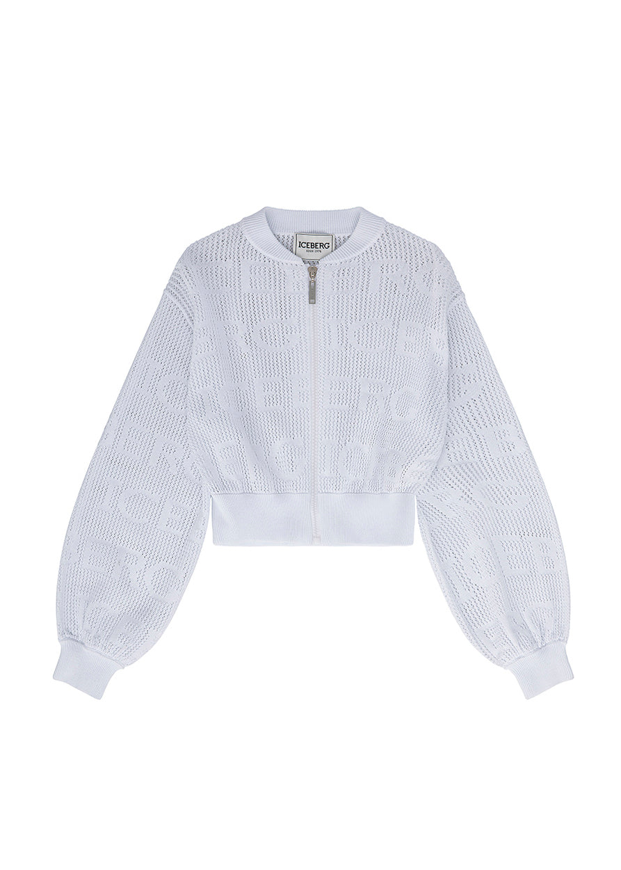 Iceberg Kids Felpa con Zip Bianca per Bambine