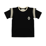 Yes London Kids T-Shirt Nera con Dettaglio su Manica e Logo in Rilievo per Bambini