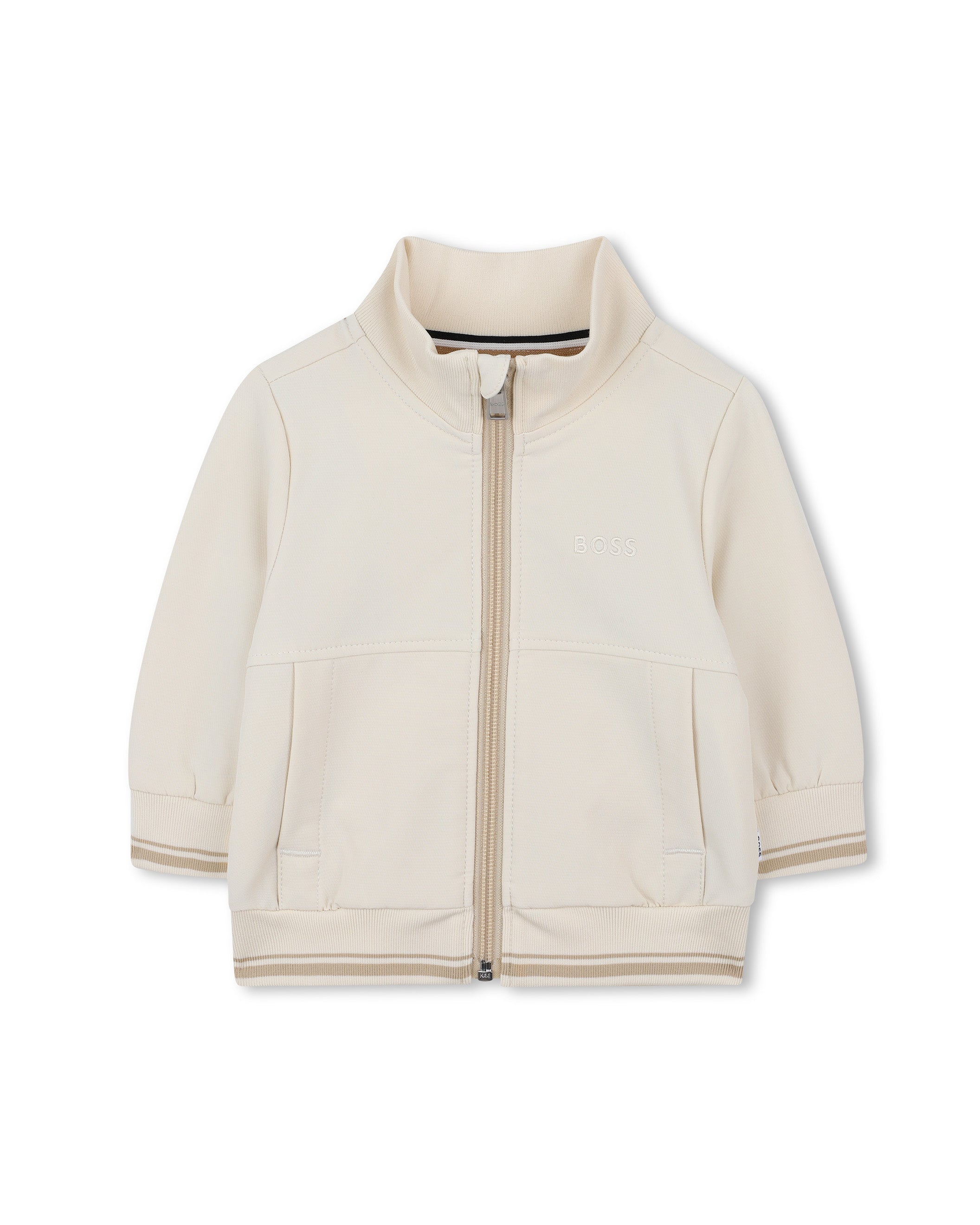 Boss Kids Cardigan Sabbia con Zip per Neonati