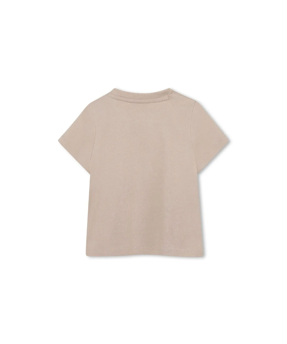 Boss Kids T-shirt Beige con Stampa per Neonati (retro)