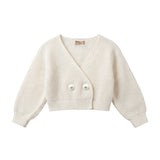 Elisabetta Franchi Kids Cardigan in Maglia Avorio per Neonate