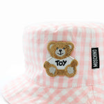 Moschino Kids Cappello Bucket Rosa a Quadri per Neonate