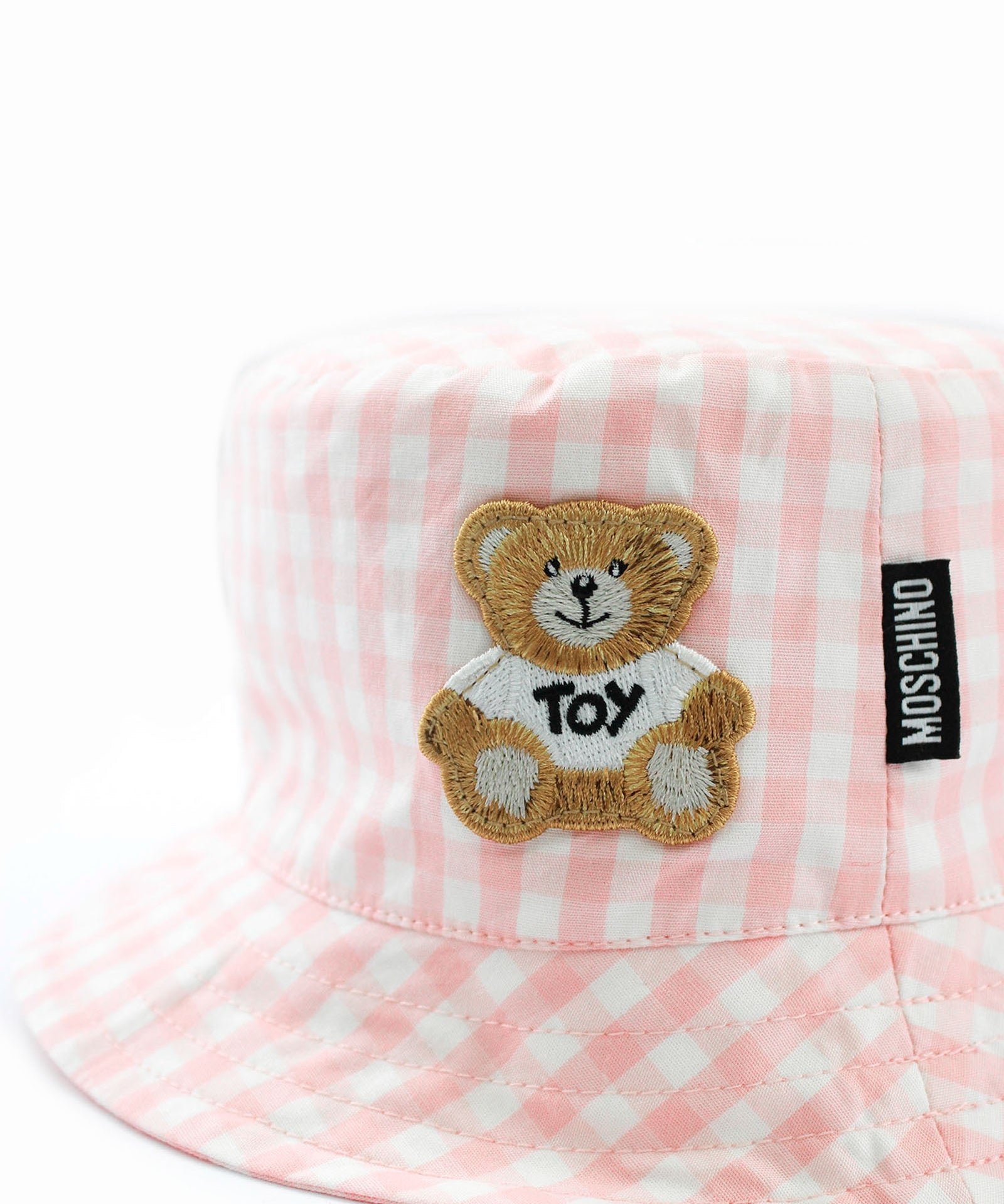 Moschino Kids Cappello Bucket Rosa a Quadri per Neonate