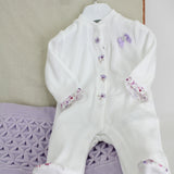 Minibanda Tutina Panna/Lilla con Decori per Neonate