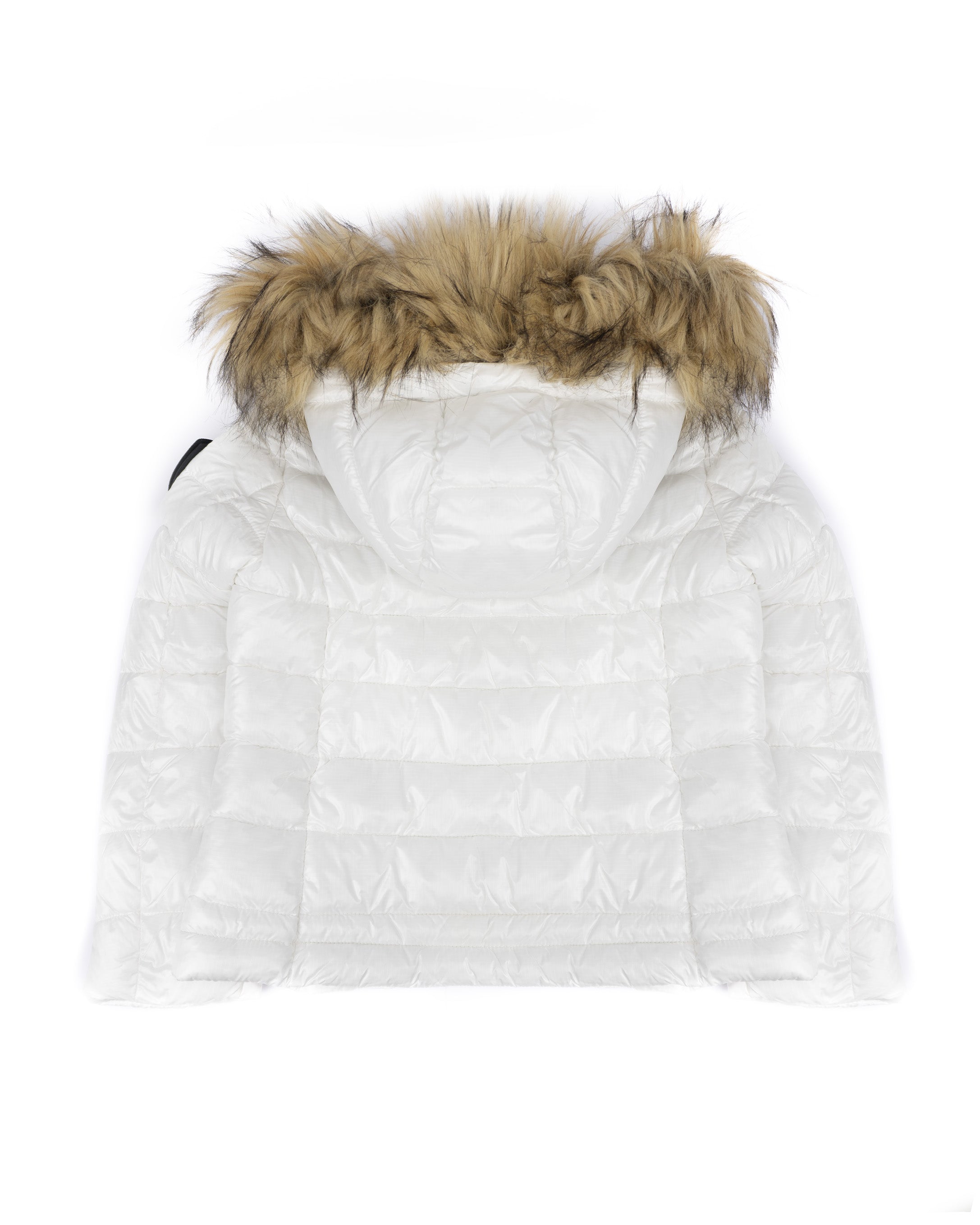 Blauer Kids Giubbino Bianco con Cappuccio e Pelliccia Ivory Junior per Bambine