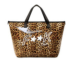 F**K Kids Maxi Borsa Mare Fantasia Leopardato con Logo per Bambine