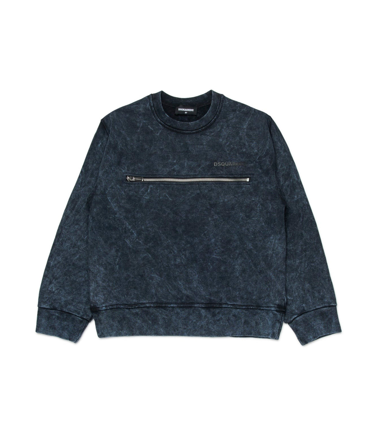 Dsquared2 Kids Felpa Girocollo Marmorizzata con Zip per Bambini