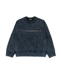 Dsquared2 Kids Felpa Girocollo Marmorizzata con Zip per Bambini