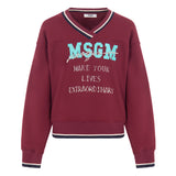 MSGM Kids Felpa Girocollo Borgogna con Logo per Bambine