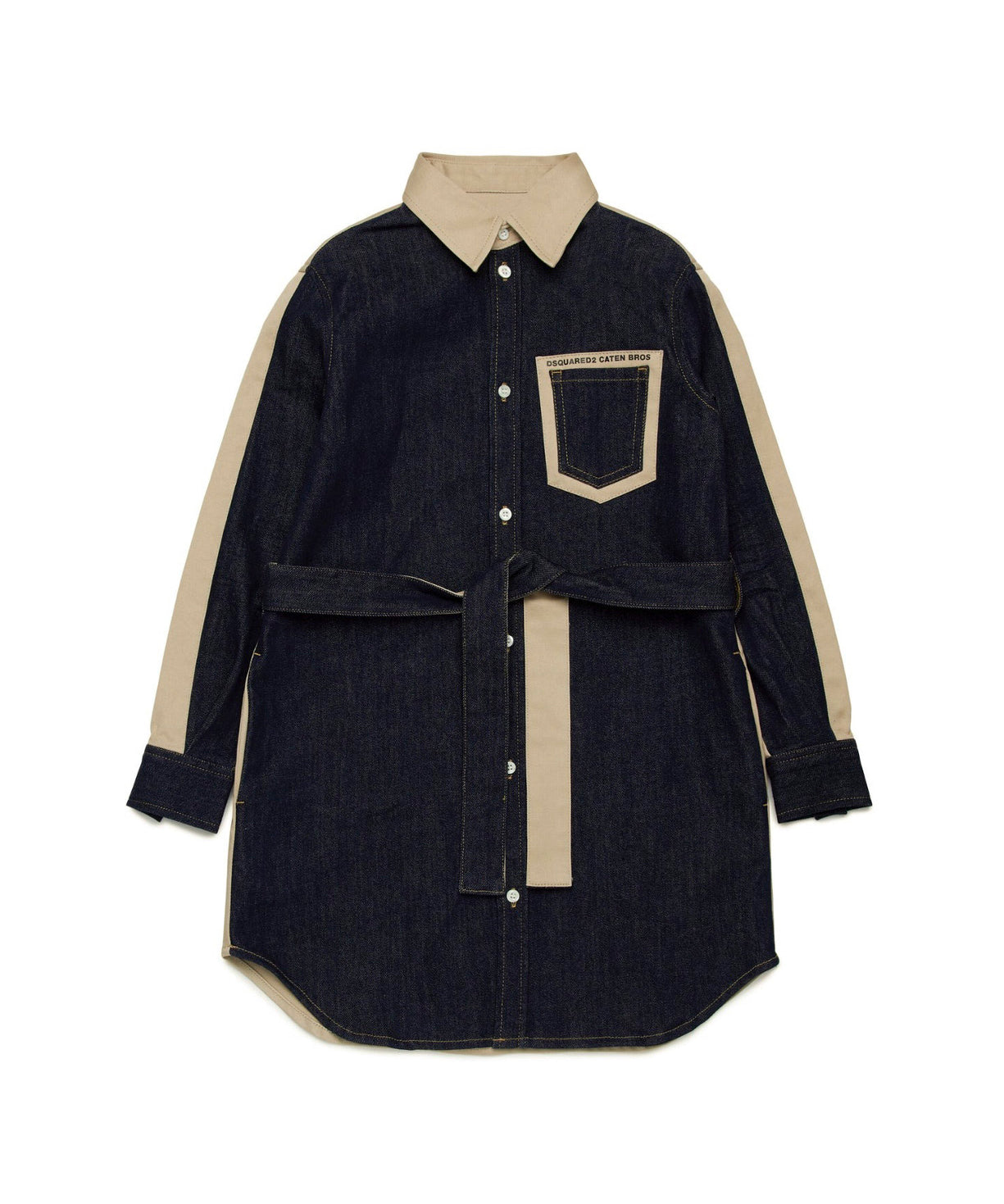 Dsquared2 Kids Abito in Gabardina Beige per Bambine