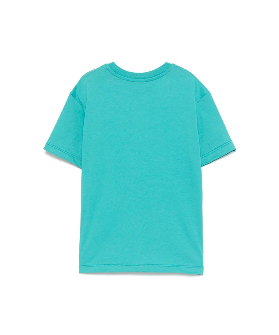MSGM Kids T-shirt Verde Ottanio con Blurred Logo per Bambini retro