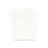 MSGM Kids T-shirt Crema con Applicazione Perline per Bambine (retro)