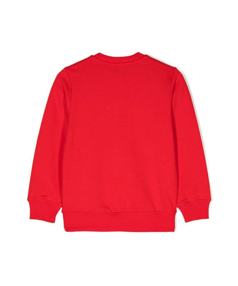 Dsquared2 Kids Felpa Girocollo Rossa con Stampa D2 Leaf per Bambini (retro)