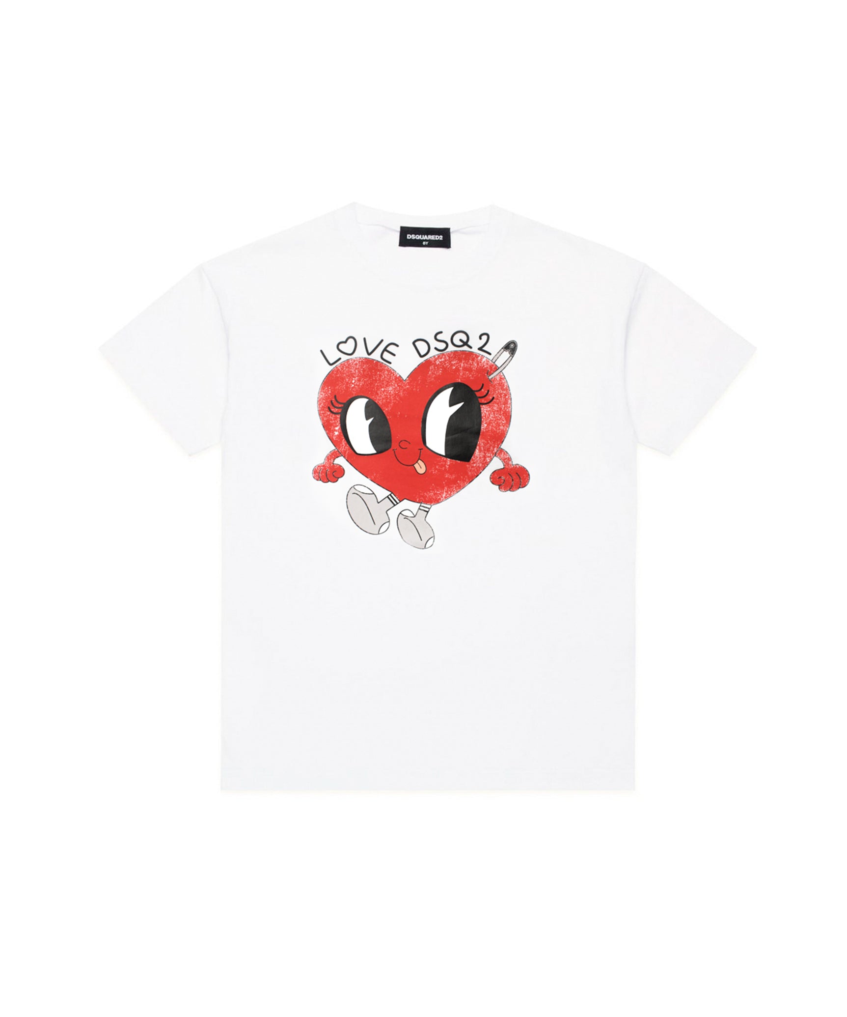 Dsquared2 Kids T-shirt Bianca con Logo Love DSQ2