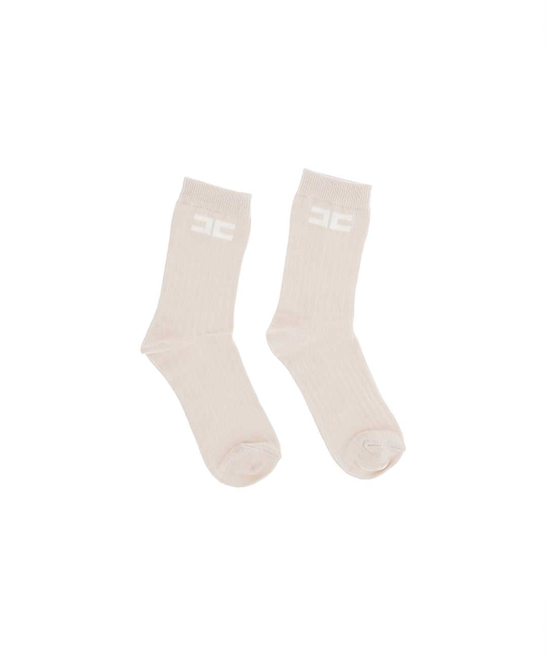 Elisabetta Franchi La Mia Bambina Calzini Rosa con Dettaglio Logo Avorio per Bambine