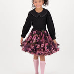 Angel's Face Gonna Nera Floreale per Bambine 