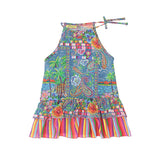 4giveness Kids Abito Balza e Fiocchetto Fantasia Denim Mexicana per Neonate
