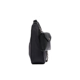 MSGM Kids Borsa in Nylon Nero con Tracolla e Targhetta Logo per Bambine