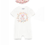 Moschino Kids Tutina Panna con Stampa con Cappellino per Neonate