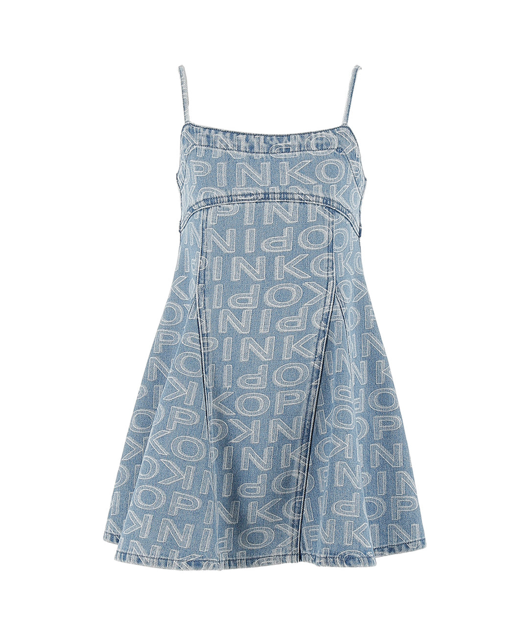 Pinko Kids ABito Denim con Logo All over per Bambine