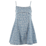 Pinko Kids ABito Denim con Logo All over per Bambine