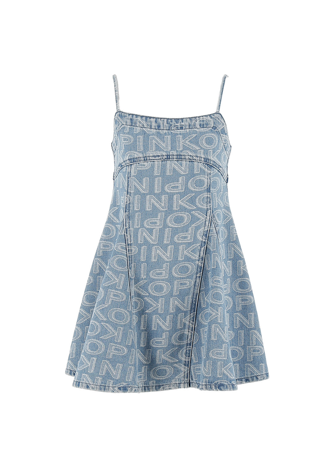 Pinko Kids ABito Denim con Logo All over per Bambine