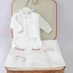 Marlù Completo Bianco/Rosa con Ricami per Neonate