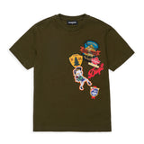 Dsquared2 Kids T-Shirt Verde Scuro con Patch e Stampe per Bambini