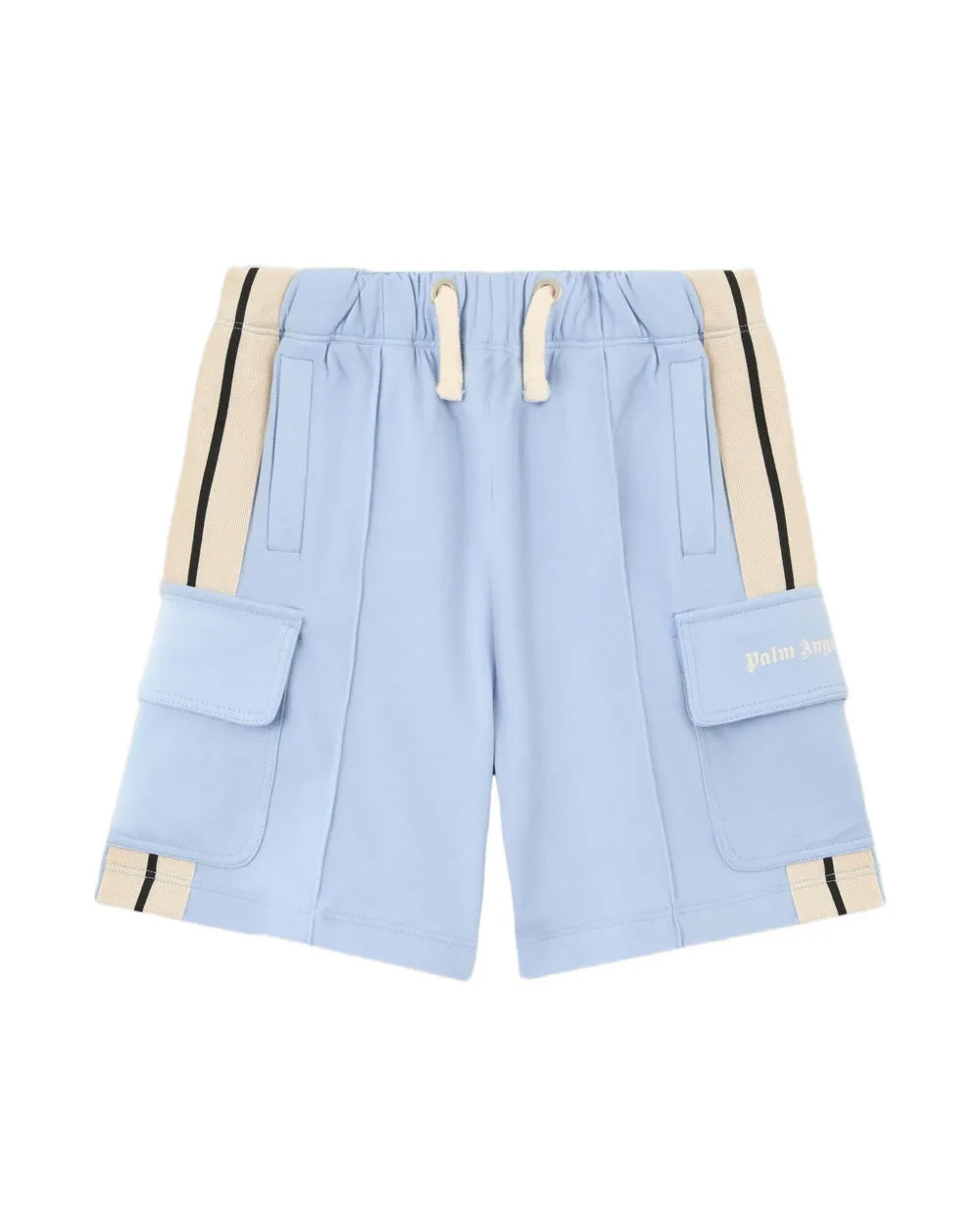 Palm Angels Kids Short Cargo Blu con Logo per Bambini