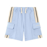 Palm Angels Kids Short Cargo Blu con Logo per Bambini