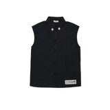 N21 Kids Camicia Nera con Bottoni Gioiello e Patch Logo per Bambine