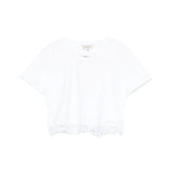 Twinset Kids T-Shirt Off-White con Dettagli in Pizzo per Bambine