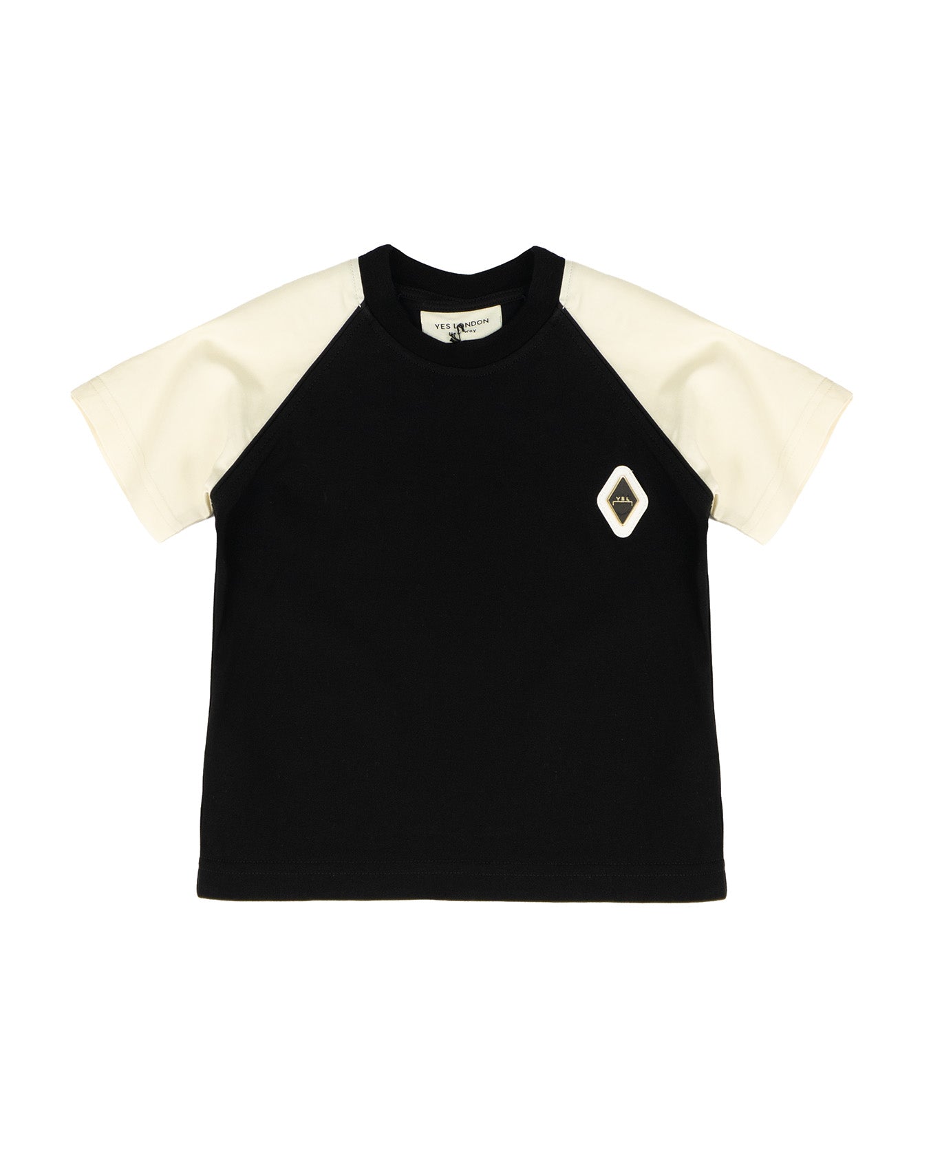 Yes London Kids T-Shirt Nero e Beige con Logo per Bambini