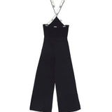 Twinset Kids Tuta in Maglia Nera con Logo Jacquard per Bambine