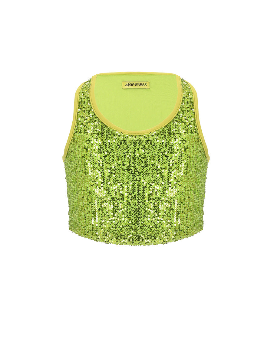 4giveness Kids Top in Pailettes Verde per Bambine