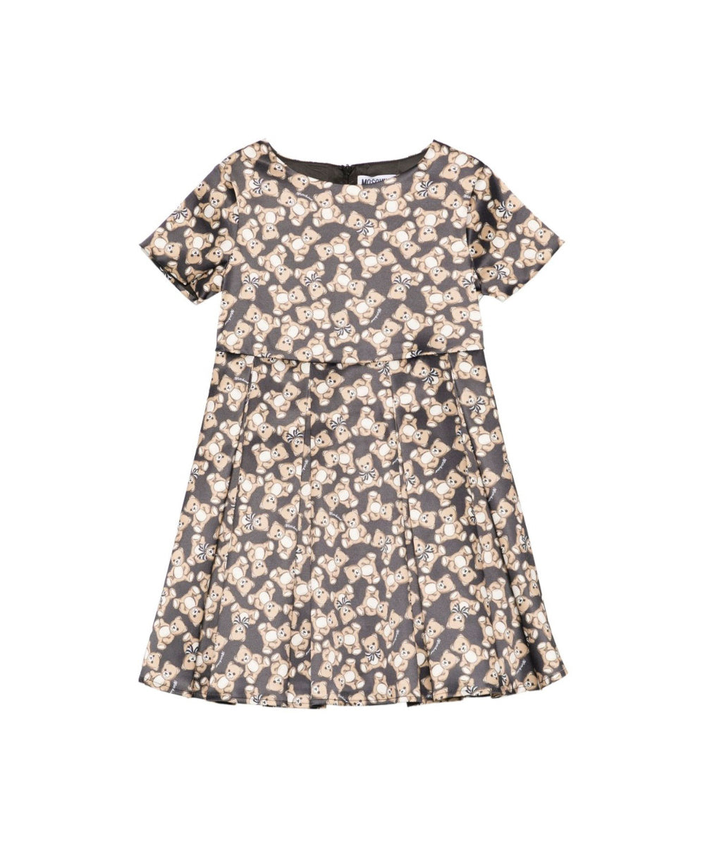 Moschino Kids Abito Nero con Teddy Allover per Bambine