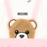 Moschino Kids Abito Bianco e Rosa con Teddy per Neonate