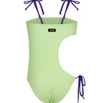 F**K Kids Costume Intero Verde e Viola per Bambine