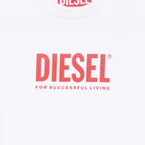 Diesel Kids T-Shirt Bianco con Logo Rosso Unisex